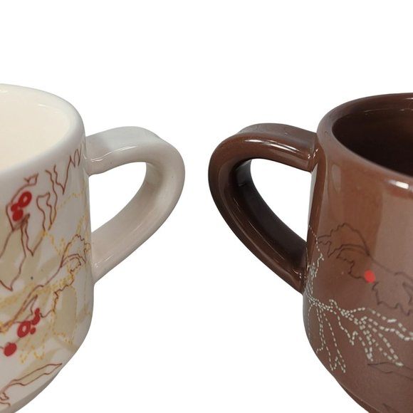 Starbucks Europe Map Stackable Mugs Set Of 2 Brown Cream 10fl oz Red Dots 2009 - Picture 7 of 13
